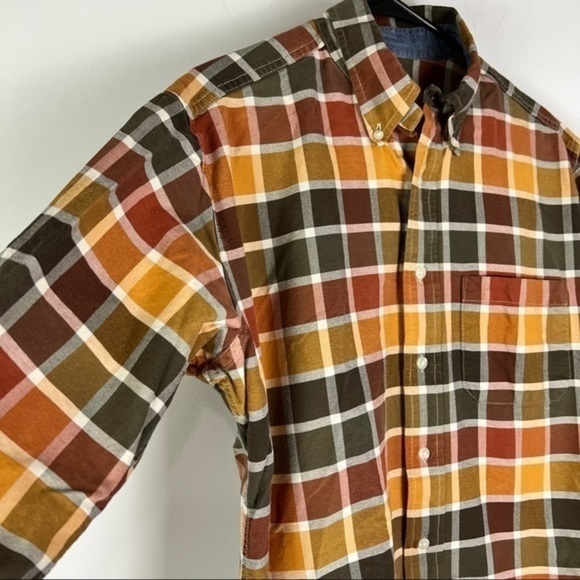 Bills Khakis Mens Button Down Shirt Brown Yellow Plaid Long Sleeve 100% Cotton M - Picture 3 of 9